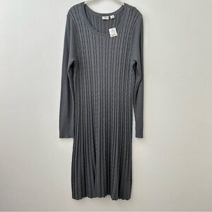 NWT Cato Gray Cable Knit Sweater Dress Long Sleeves Fit and Flare Size 18/20W